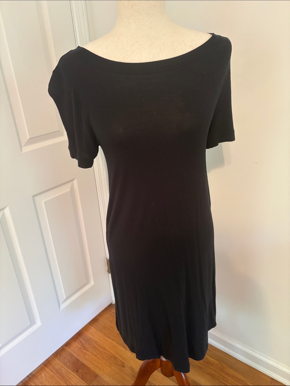 Theory Black Short-Sleeve Knit Dress